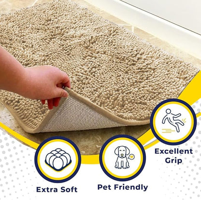 Muddy Mat® | Super Absorbent Door Mat Indoor, Microfiber Quick Dry Chenille Entryway Rug, Non-Slip Front Door Mat, Indoor Mats for Entryway, Machine Washable Pet Rug, Beige 30"x19"