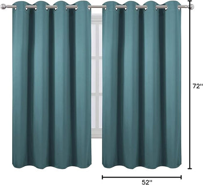 LEMOMO Sea Teal Thermal Blackout Curtains/52 x 72 Inch/Set of 2 Panels Room Darkening Curtains