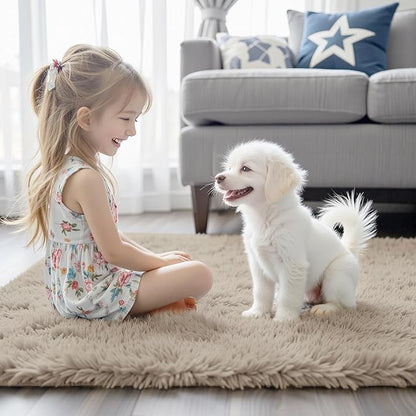 8x10 Area Rugs for Living Room Bedroom, Large Area Rug Shaggy Carpet Soft Plush Furry Bedside Rug, Rugs for Home Decor (Beige, 8 x 10)