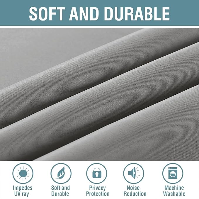 H.VERSAILTEX Grey Blackout Curtains for Bedroom Thermal Insulated Room Darkening Blackout Curtain Panel for Door, Window Panel Drapes - 1 Panel - 52 inch Wide by 120 inch Long, Dove Gray, Grommet Top