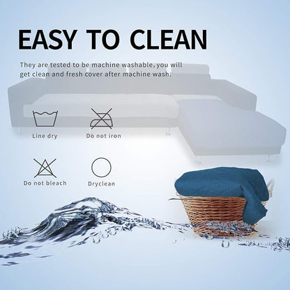 Easy-Going Sectional Couch Covers for Dogs L Shape Sofa Cover Reversible Sofa Slipcover Chaise Lounge Cover Furniture Protector Cover for Pets Dog Cat (42 x 68 inches, Peacock Blue/Peacock Blue)