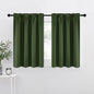 NICETOWN Dark Green Blackout Cafe Satin Curtains for Small Windows, 42" Wide by 36" Long, 2 Panels, Rod Pocket Noise Reducing Faux Silk Blackout Drapes for Cupboard