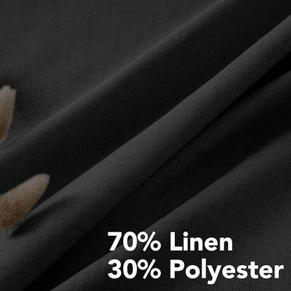 H.VERSAILTEX Living Room Linen Curtains Home Decorative Nickel Grommet Curtains Privacy Added Energy Saving Light Filtering Window Treatments Panels for Bedroom, Heather Black, 2 Panels, 52 x 84 Inch