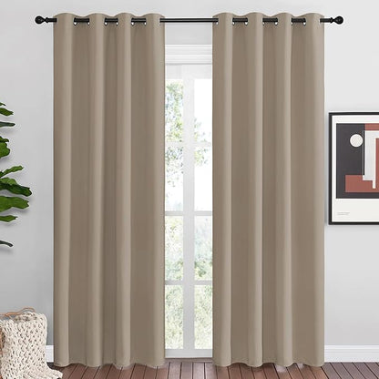 NICETOWN Taupe Blackout Curtains 86" Long, 55" Wide, 2 Pieces for Office, Dining, Guest Room - Sound Reducing, Heat and Cold Block Panels for Modern Decorative