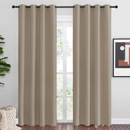 NICETOWN Taupe Blackout Curtains 86" Long, 55" Wide, 2 Pieces for Office, Dining, Guest Room - Sound Reducing, Heat and Cold Block Panels for Modern Decorative