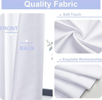 Simplebrand Ava Pure White Curtains for Bedroom 90 Inches Long 2 Panels Set, Light Filtering Window Treatment, Room Darkening Curtain, Soft Casual Rod Pocket Privacy Drapes, W50 x L90 Inch