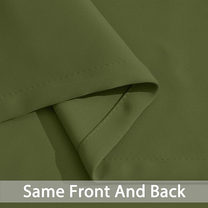 Yakamok Olive Green Blackout Curtains 63 Inches Length with Grommet Green Room Darkening Thermal Insulated Curtain Set of 2 Drapes for Bedroom Living Room, 52W x 63L,2 Panels