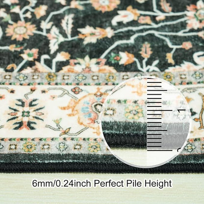 2x3 Washable Hallway Runner Rug - Non-Slip Stain Resistant Runner Rug Durable Kitchen Rugs and Mats Non Skid Waterproof Indoor Carpet Ultra Soft Runner for Living Room Bedroom Bathroom (Black, 2X3)