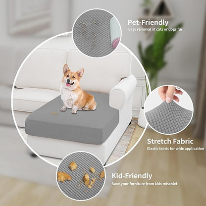 Easy-Going Stretch Sectional Couch Covers 1 Piece Chaise Lounge Slipcover L Shape Separate Cushion Couch Seat Chaise Cover for Both Left/Right Sectional Couch Light Gray