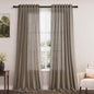 Dark Taupe Linen Curtains 96 Inches Long for Living Room Rod Back Tab Vintage Rustic Farmhouse Light Filtering Curtain Burlap Textured Linen Drapes 96 Inch Length for Dinning Room Bedroom 52x96 8FT