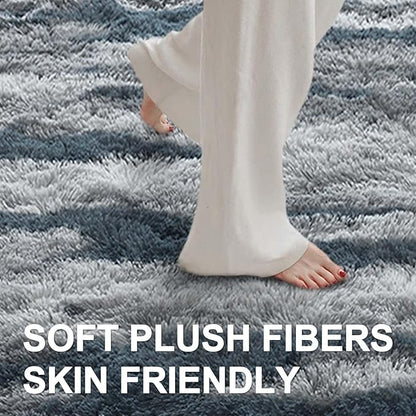 5x7 Ft Large Shag Rugs for Bedroom Living Room for Men Boys, Tie Dyed Ultra Soft Fluffy Furry Area Rug for Indoor Floor, Aesthetic Carpet for Home Decor (Blue)