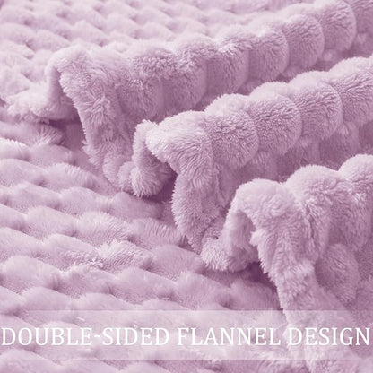 Exclusivo Mezcla Fleece Queen Blanket for Bed, Extra Large Fuzzy Lilac Purple Bed Blankets, Soft Cozy Plush Sofa Throws for All Seasons, 90x90 Inches