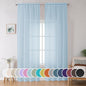 OWENIE Sky Blue Sheer Curtains 90 Inches Long for Bedroom Living Room 2 Panels Set, Light Filtering Voile Light Blue Sheer Curtain, Airy Rod Pocket Farmhouse Curtains, 42Wx90L, Sky Blue