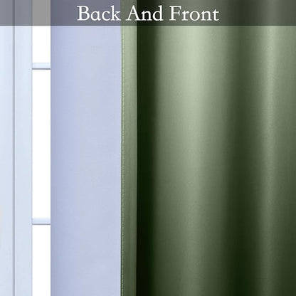 SimpleHome Ombre Room Darkening Curtains for Bedroom, Light Blocking Gradient Grey White to Sage Green Thermal Insulated Grommet Window Curtains/Drapes for Living Room,2 Panels, 52x84 inches Length