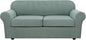 H.VERSAILTEX 3 Piece Stretch Sofa Covers for 2 Cushion Sofa Couch Covers for Living Room Sofa Slipcovers (Base Cover Plus 2 Seat Cushion Covers) Thicker Jacquard Fabric(Large Sofa, Sage)