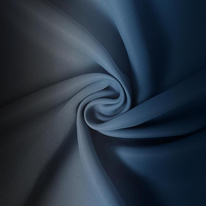 Yakamok Blackout Ombre Dark Blue and Black Curtains for Bedroom, Gradient Room Darkening Curtains, Grommet Thermal Insulated Light Blocking Window Drapes/Curtain for Living Room,52 x 54 Inch,2 Panels