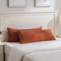 Fancy Homi Set of 2 Burnt Orange Boho Long Lumbar Body Decorative Throw Pillow Cover 14x36 Inch for Bed Couch Bedroom Bench, Soft Patchwork Corduroy Textured Pillow Case, Rustic Farmhouse Room Décor