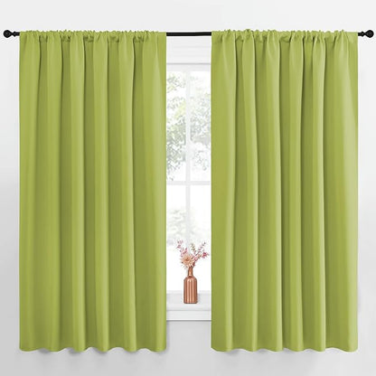 NICETOWN Blackout Curtains for Bedroom, Blackout Curtain Panels, Fresh Green, 1 Pair, 62 by 63-inch, Window Treatment Energy Saving Thermal Insulated Solid Rod Pocket Blackout Drapes/Draperies