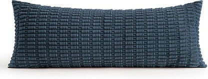 MIULEE Pack of 1 Blue Long Body Lumbar Decorative Throw Pillow Cover 14x36 Inch for Bed Couch Sofa Living Room Soft Boho Pillow Cover Modern Farmhouse Home Decor
