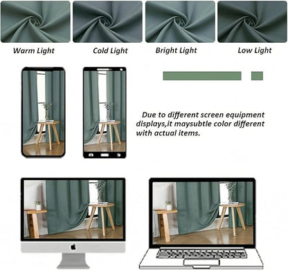Simplebrand Blackout Extra 10ft Curtains for Patio 120 Inches Long 2 Panels Set, Solid Thermal Insulated Energy Saving Rod Pocket Window Treatment Curtains Blackout Drapes, 50" Wx120 L, Dark Green
