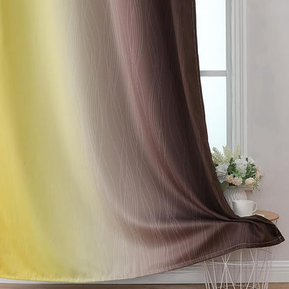 Estelar Textiler Brown and Yellow Blackout Curtains for Bedroom, Thermal Insulated Ombre Drapes 84 Inches Long, Full Room Darkening Energy Saving Curtains for Living Room, 52Wx84L, 2 Panels