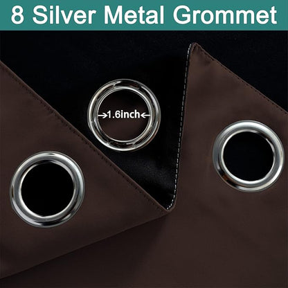 Yakamok Blackout Curtains 84 Inches Long,Blackout Curtain Panels for Bedroom, 2 Thick Layers Grommet Top Thermal Insulated Drapes with Black Liner for Living Room(52Wx84L, Chocolate Brown, 2 Panels)