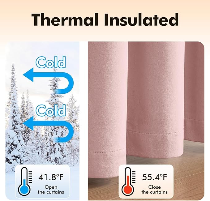 MIULEE Velvet Curtains Baby Pink Elegant Grommet Thermal Insulated Soundproof Room Darkening Curtains/Drapes for Classical Living Room Bedroom Decor 52 x 90 Inch Set of 2