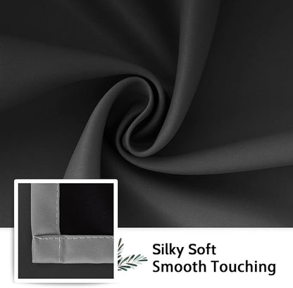 SimpleHome Black and Greyish White Blackout Curtains for Bedroom 90 Inches Long, Room Darkening Grommet Curtains for Living Room,Thermal Insulated Ombre Drapes,2 Panels, 52x90 inches Length