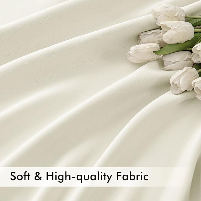 MIULEE Cream Back Tab Blackout Curtains 120 Inch Long 2 Panels Set for Bedroom, Rod Pocket/Pinch Pleated Extra Long Thermal Insulated Living Room Darkening Light Blocking 10FT Drapes