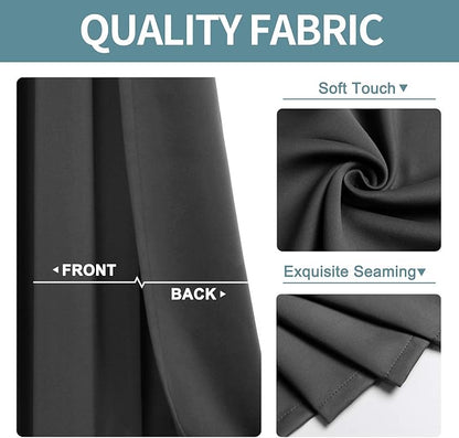 ChrisDowa Grommet Blackout Curtains for Bedroom and Living Room - 2 Panels Set Thermal Insulated Room Darkening Curtains (Dark Grey, 52W x 84L)