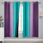 Estelar Textiler Ombre Teal and Purple Blackout Curtains 72 Inch Length 2 panels, Grommet Thermal Insulated Gradient Drapes for Kids Room, Full Light Blocking Blackout Curtains for Bedroom, 52x72 Inch