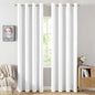 MIULEE Linen Textured Curtains Solid 100% Blackout for Bedroom Thermal Insulated Bright White Grommet Room Darkening Curtains & Drapes Luxury Decor for Living Room Nursery 52 x 72 Inch (2 Panels)