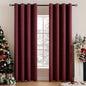 MIULEE Christmas Blackout Curtains for Bedroom Living Room Thermal Insulated Room Darkening Grommet Top Solid Light Blocking Drapery Set of 2 Window Panels 52 x 72 Inches Wine Red