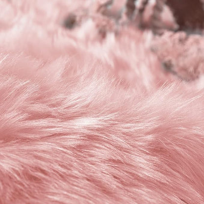 Goolela Pink Fur Rug for Bedroom Sheepskin Rug 2x6 Fluffy Runner Rug Dorm Fuzzy Furry Cute Shag Rug Decor Washable Sheepskin
