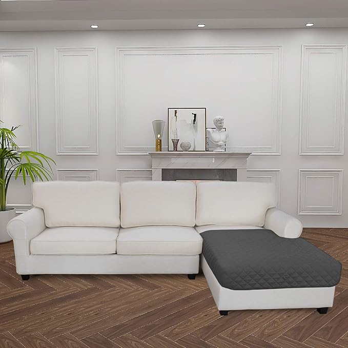 Easy-Going Sectional Couch Covers for Dogs L Shape Sofa Cover Reversible Sofa Slipcover Chaise Lounge Cover Furniture Protector Cover for Pets Dog Cat (42 x 52 inches, Dark Gray/Dark Gray)