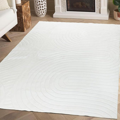 Washable Area Rugs 5x7 Rugs for Living Room Cream Faux Rabbit Fur Rug for Bedroom Faux Sheepskin Rug Teen Room Home Décor (Cream, 5x7)…