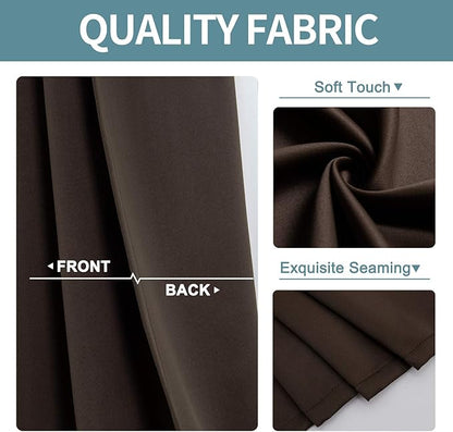ChrisDowa Grommet Blackout Curtains for Bedroom and Living Room - 2 Panels Set Thermal Insulated Room Darkening Curtains (Brown, 42W x 63L)