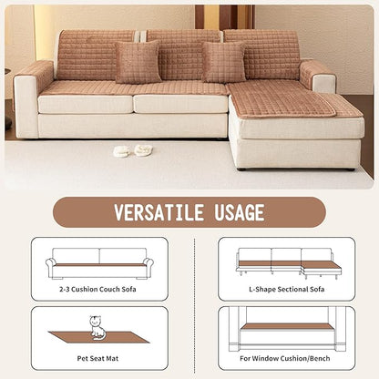 Velvet Couch Covers for Dogs, Dog Sectional Couch Covers, Pet Couchs Cover for Loveseat, Couchs Protector for Dogs, Sectional Sofa Cover for Pet Washable(1PC,Dark Brown,27.6"×59")