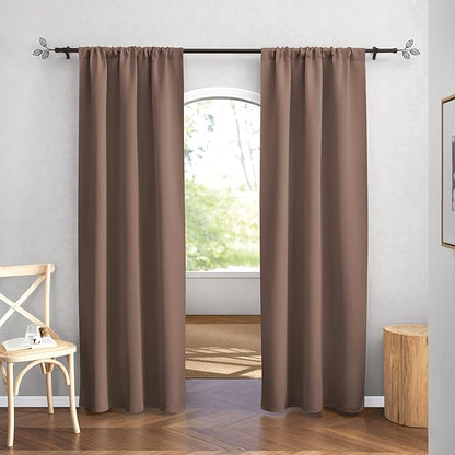 RYB HOME Blackout Curtains for Bedroom 84 inches Long 2 Panels Set, Privacy Thermal Insultaed Sunlignt Heat Blocking Drapes for Nursery Rental Room, Width 42 by Length 84, Mocha