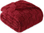 Exclusivo Mezcla King Size Flannel Fleece Blanket, Super Soft and Warm Lightweight Checkered Pattern Blankets for All Seasons, 90x104 Inches, Deep Red
