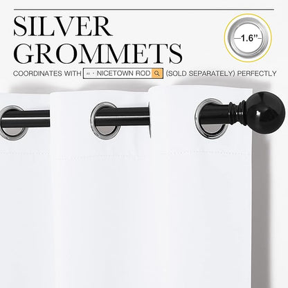 NICETOWN Draperies Curtains Panels, Blocking Out 50% Sunlight Window Treatment Curtains, Grommet Top Small Window Drapes for Bedroom (2 Panels, 34 by 45, White)