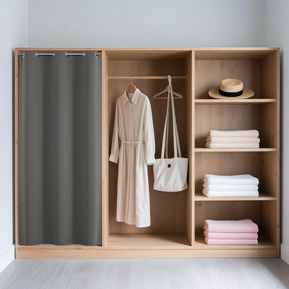 Joydeco Blackout Door Curtain for Doorway Privacy 108 Inches Long, Grommet Closet Curtain for Open Closet, Room Divider for Bedroom Living Room (Light Grey, 52Wx108L, 1 Panel)