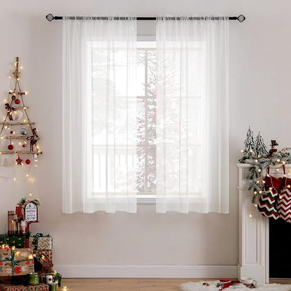 MIULEE Ivory Window Sheer Curtains for Bedroom Living Room Solid Elegant Net Drapes 2 Panels Width 42 x Length 63 Inches