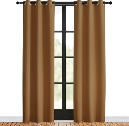 NICETOWN Window Curtain Panels, Gold Brown, 1 Pair, 34 by 80-inch, Thermal Curtains Insulated Solid Grommet Blackout Draperies/Drapes for Loft Window