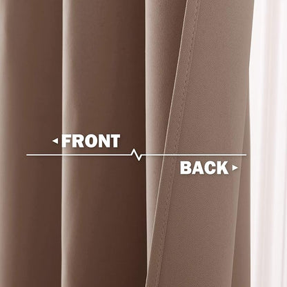 NICETOWN Short Curtains Blackout Curtains - Thermal Insulated Kitchen Light Reducing Drapes for Half/Nursery Window (1 Pair, 42W by 36L + 1.2 inches Header, Cappuccino)