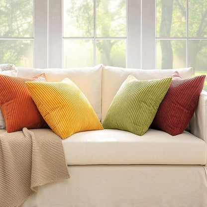 MIULEE Decorative Throw Pillow Covers 20x20 Inch Set of 4, Vibrant Cushion Covers Vintage Retro Home Fall Decor Mix and Match Color Clash Design for Sofa Couch Bed Living Room Yellow Orange Rust