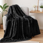 Exclusivo Mezcla Plush Fuzzy Fleece Throw Blanket Extra Large, Super Soft, Fluffy and Warm Blankets for Couch, Bed, All Season (Black, 50x70 inches)