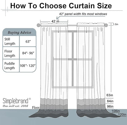 Simplebrand Ivory Sheer Curtains 108 Inches Long, Extra Long Rod Pocket Solid Color Window Sheer Curtain Panels, Elegant Curtains & Drapes for Living Room, Bedroom 2 Panels (Ivory, 42" W x 108" L)