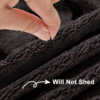 HANDONTIME Dark Grey Sofa Cushion Covers Boho Couch Sofa Covers Short Plush Couch Cover for Sofa Shu Velveteen Couch Sofa Slipcover for Pets Black Geometric Sofa Cover Washable Warm Soft, 71" X150"