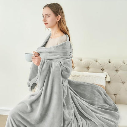 BEDELITE Fleece Blanket Light Grey Throw Blankets for Couch & Bed, Luxury Plush Cozy Fuzzy 50x60 inches, Super Soft Warm Lightweight Throw for Travel Camping